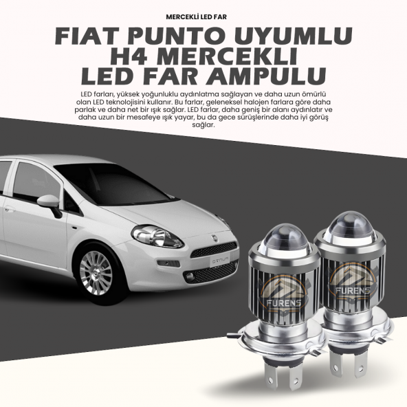 Fıat Grande Putno Uyumlu Mercek Led Xenon Uzun Kısa Çift Renk Şimşek Etkili Ampul