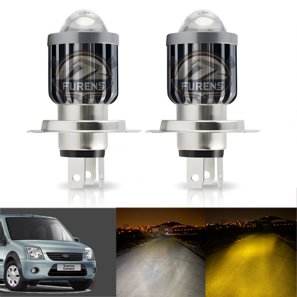 Ford Connect Için Uyumlu Şimşek Etkili Mercek Led Xenon Çift Renk - 2
