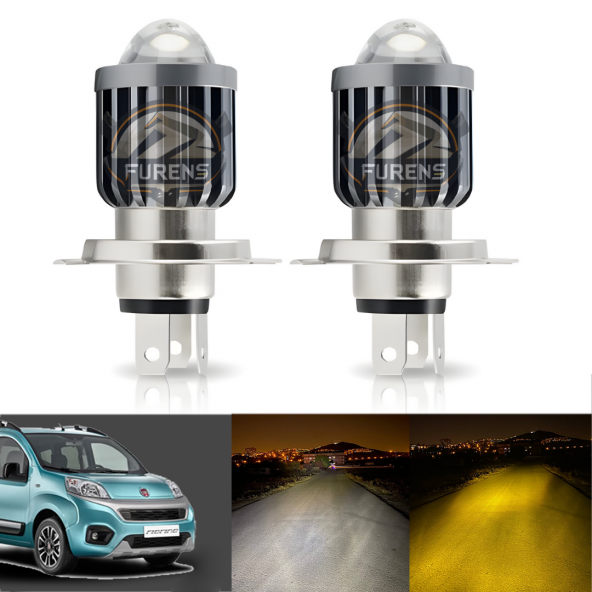 H4 Mercek Led Xenon- Fiat Fiorino Uzun-kısa Çift Renk - 2