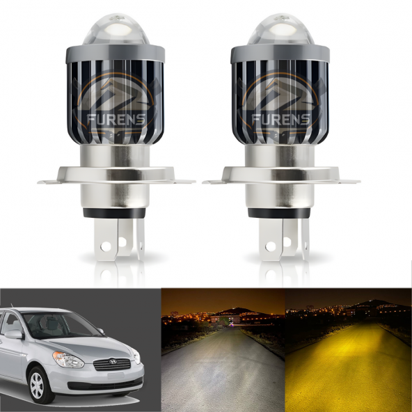 Hyundai Accent Era Mercek Led Xenon Uzun - Kısa Çift Renk Şimşek Etkili - 2