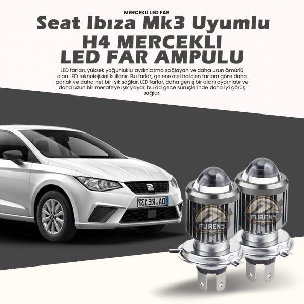 Seat Ibıza mk3 Uyumlu Mercek Led Xenon Uzun - Kısa Çift Renk Şimşek Etkili