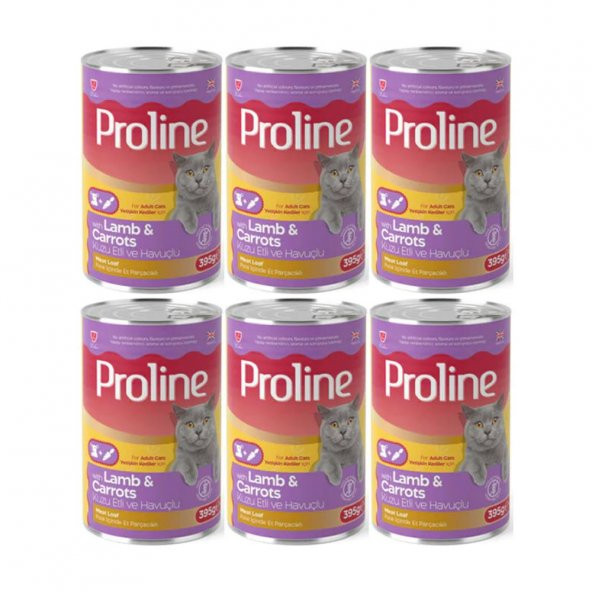 Proline Kuzu Etli ve Havuçlu Pate Et Parçalı Kedi Konservesi 395 Gr*6 Adet ürün görseli