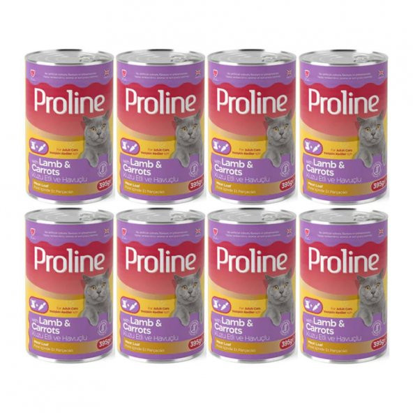 Proline Kuzu Etli ve Havuçlu Pate Et Parçalı Kedi Konservesi 395 Gr*8 Adet - 1