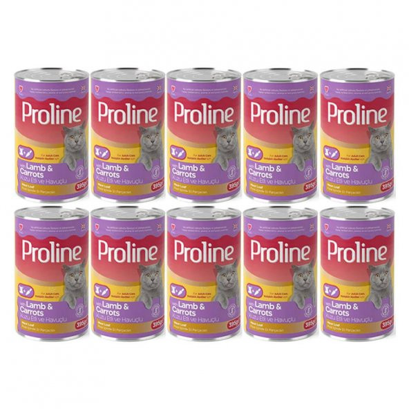 Proline Kuzu Etli ve Havuçlu Pate Et Parçalı Kedi Konservesi 395 Gr*10 Adet ürün görseli