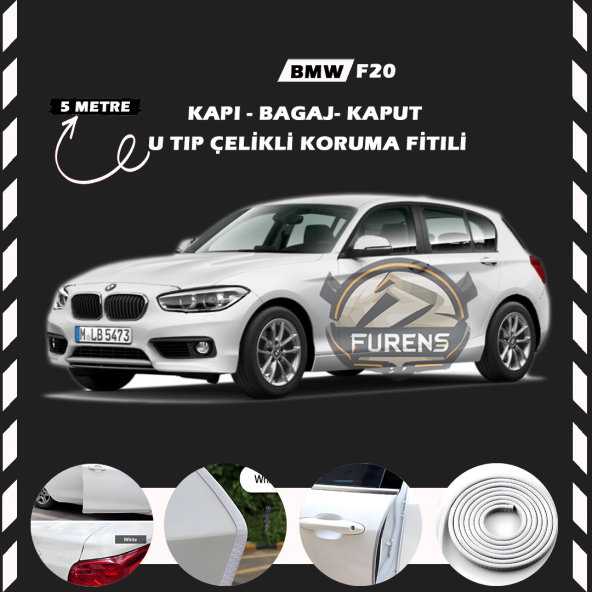 Bmw F20 Oto Araç Kapı Koruma Fitili 5metre Parlak Beyaz Renk