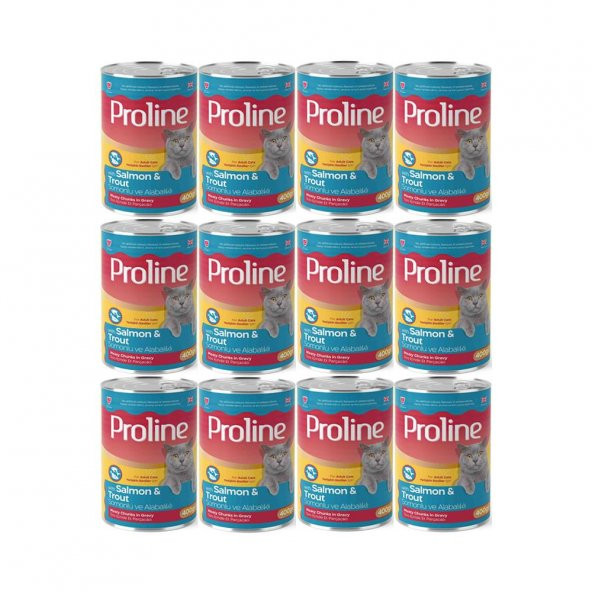 Proline Somonlu ve Alabalıklı Yetişkin Kedi Konservesi 400 Gr*12 Adet ürün görseli