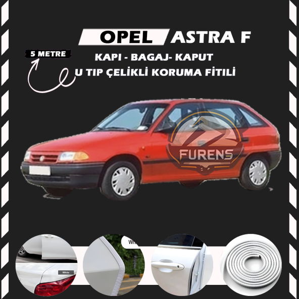 Opel Astra F Oto Araç Kapı Koruma Fitili 5metre Parlak Beyaz Renk ürün görseli