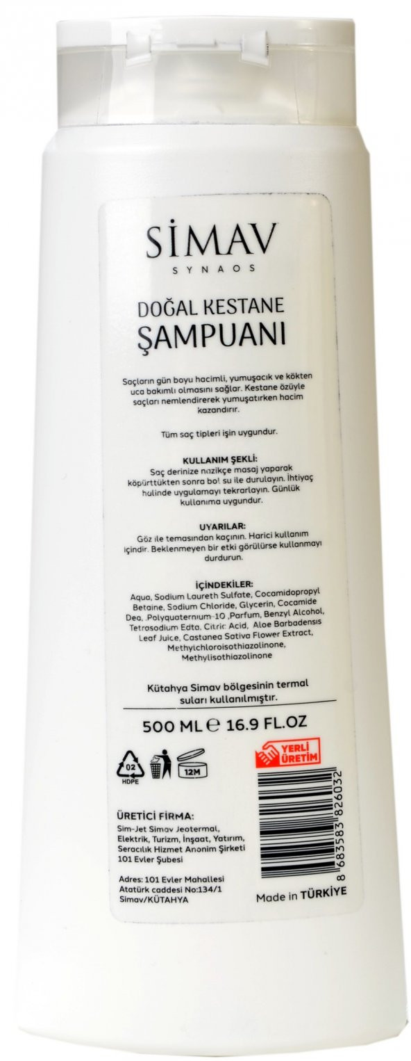 Simav Synaus Kestane Özlü ve Termal Sulu Şampuan Seti 2'li - 500 ml - 5