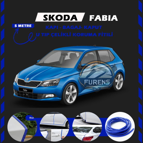 Skoda Fabia Oto Araç Kapı Koruma Fitili 5metre Parlak Beyaz Renk