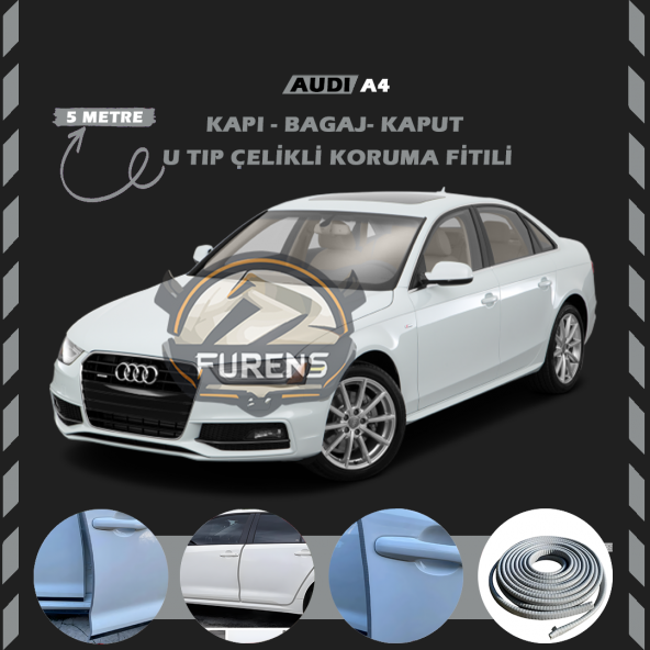 Audi A4 Oto Araç Kapı Koruma Fitili 5metre Parlak Gri Renk ürün görseli