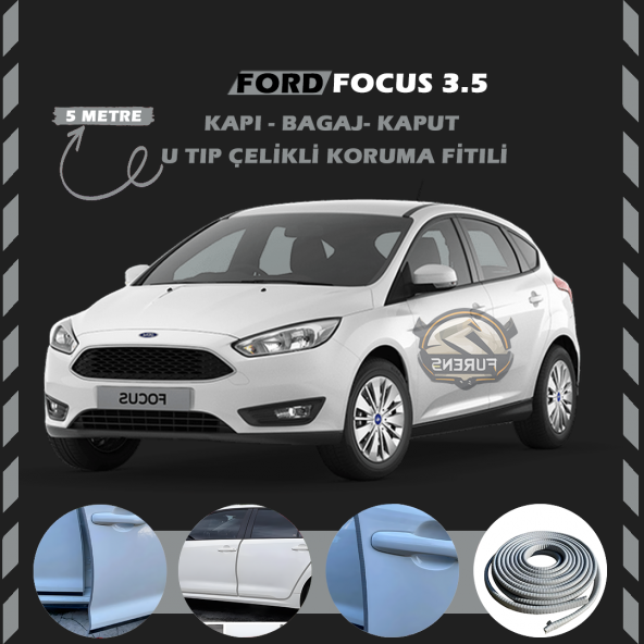 Ford Focus 3.5 Oto Araç Kapı Koruma Fitili 5metre Parlak Gri Renk