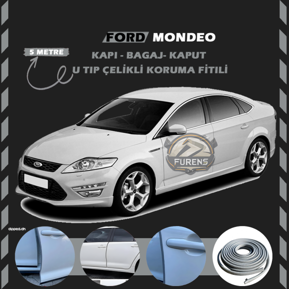 Ford Mondeo Oto Araç Kapı Koruma Fitili 5metre Parlak Gri Renk