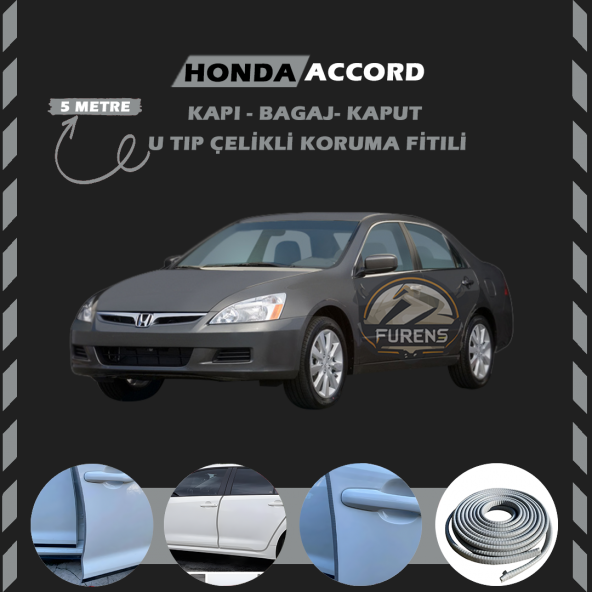 Honda Accord Oto Araç Kapı Koruma Fitili 5metre Parlak Gri Renk