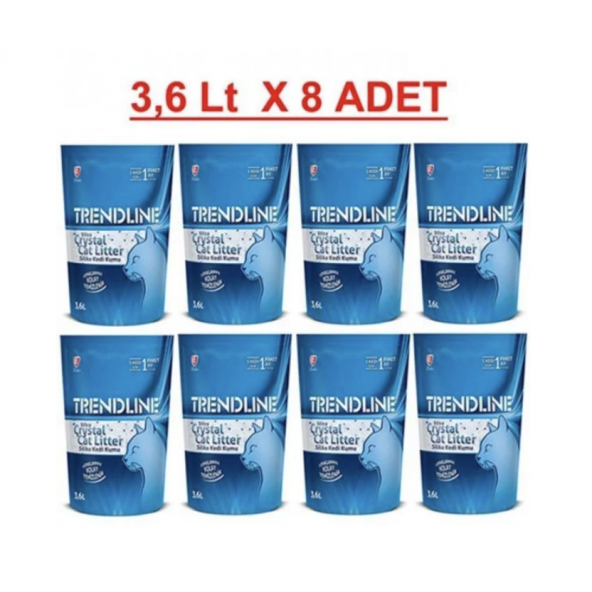 Trendline Kristal Silika Kedi Kumu - 3.6 Lt X 8 Adet