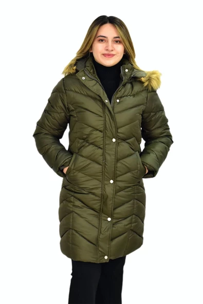 Kadın Kapüşonlu Şişme Kaban 7045 BGL-ST03291 - 5