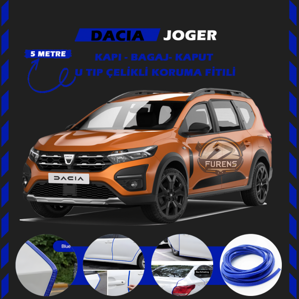 Dacia Joger Oto Araç Kapı Koruma Fitili 5metre Parlak Mavi Renk