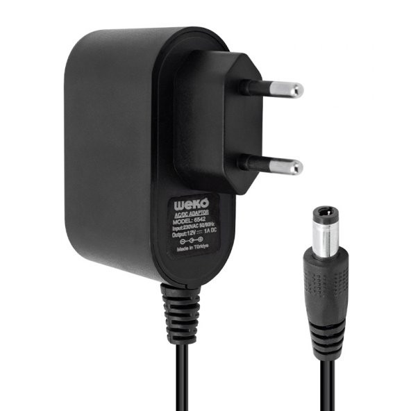 FinDit WEKO 12 VOLT - 1 AMPER 5.5*2.5 UÇLU PLASTİK KASA PRİZ TİP ADAPTÖR KUTULU YERLİ ÜRETİM