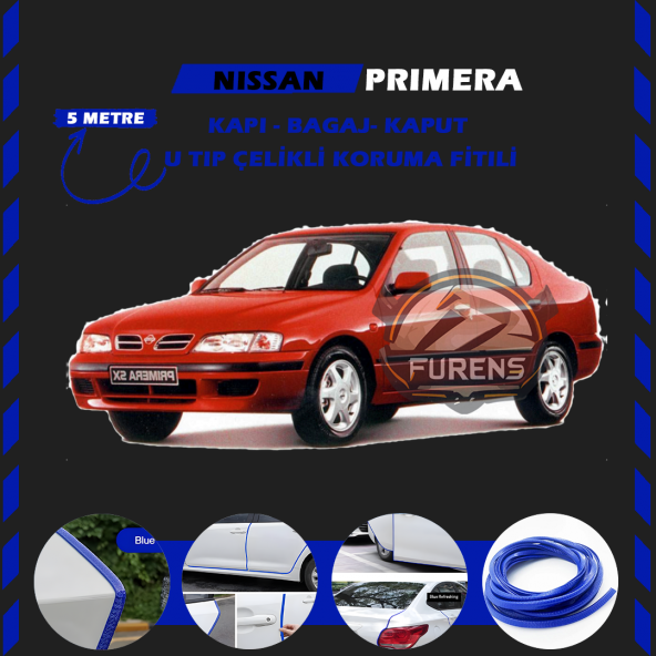 Nissan Primera Oto Araç Kapı Koruma Fitili 5metre Parlak Mavi Renk ürün görseli 1