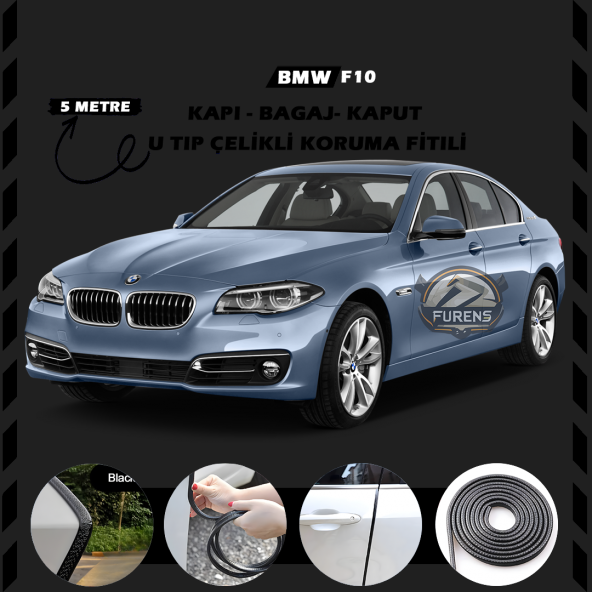 Bmw F10 Oto Araç Kapı Koruma Fitili 5metre Parlak Siyah Renk