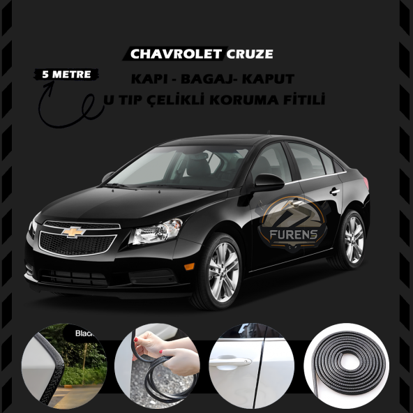 Chevrolet Oto Araç Kapı Koruma Fitili 5metre Parlak Siyah Renk ürün görseli