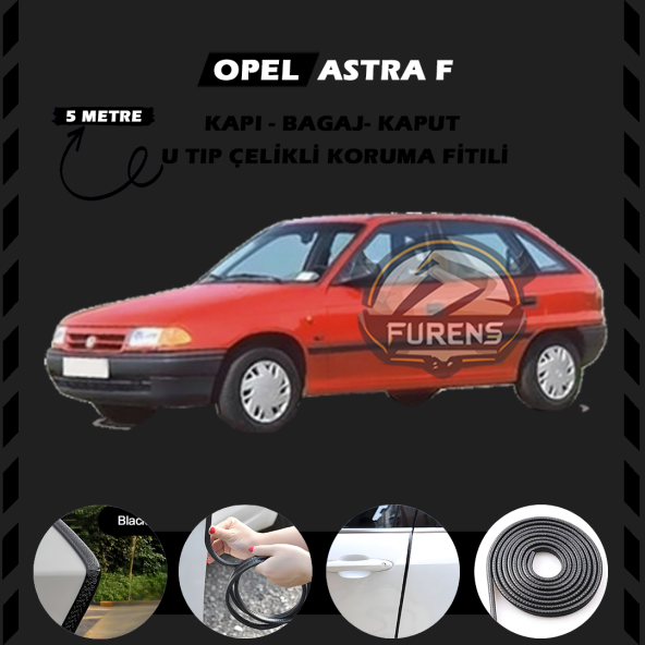 Opel Astra F Oto Araç Kapı Koruma Fitili 5metre Parlak Siyah Renk