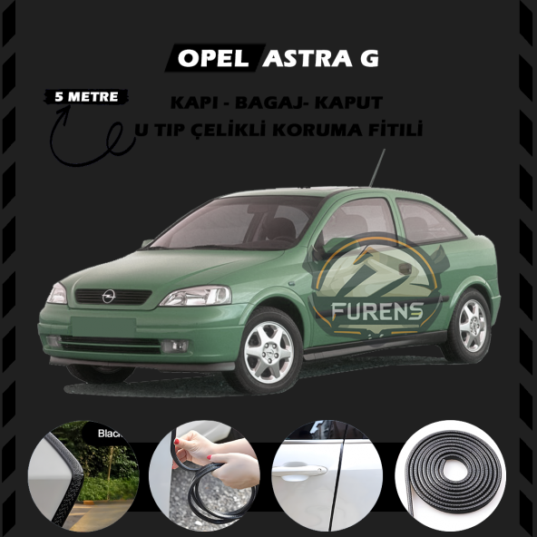 Opel Astra G Oto Araç Kapı Koruma Fitili 5metre Parlak Siyah Renk