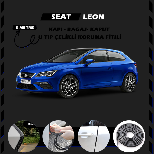 Seat Leon Oto Araç Kapı Koruma Fitili 5metre Parlak Siyah Renk ürün görseli