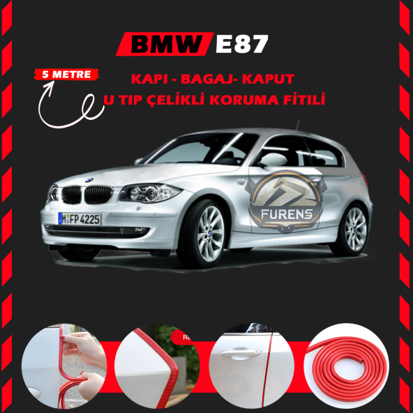 Bmw E87 Oto Araç Kapı Koruma Fitili 5metre Parlak Kırmızı Renk