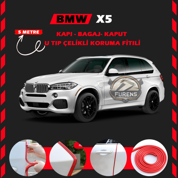 Bmw X5 Oto Araç Kapı Koruma Fitili 5metre Parlak Kırmızı Renk