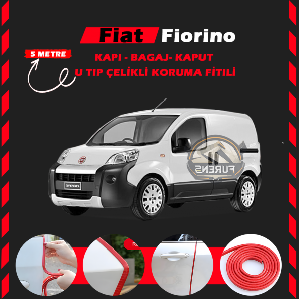 Fiat Fiorino Oto Araç Kapı Koruma Fitili 5metre Parlak Kırmızı Renk