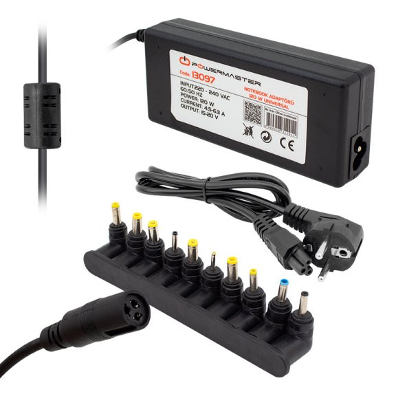 12V/15V/16V/18.5V/19V/19.5V/20V - 120 WATT 10 UÇLU UNIVERSAL AYARLI NOTEBOOK ADAPTÖR (2818)