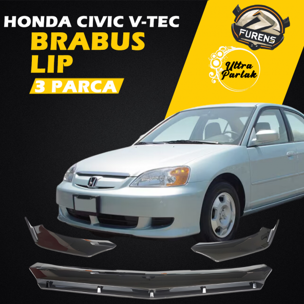 Honda Civic Vtec 2 Uyumlu Brabus Ön Lip 3 Parça Kanatlı Lip ürün görseli 1
