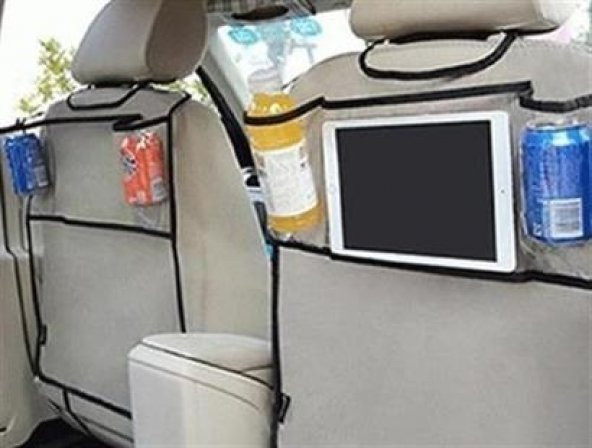 BUFFER® Oto Koltuk Arkası Cepli Şeffaf Telefon Tablet ve İçecek Organizeri