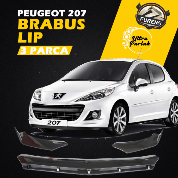 Peugeot 207 2006 - 2012 Uyumlu Brabus Ön Lip 3 Parça Kanatlı Lip ürün görseli 1
