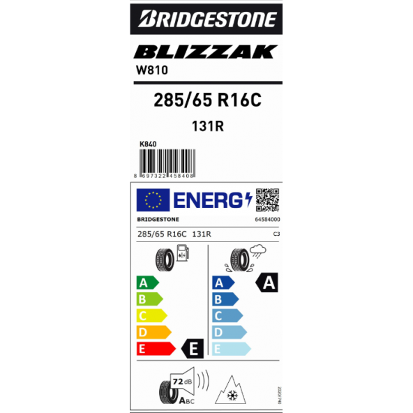 Bridgestone Blizzak W810 285/65 R16C 131/128R Kış Lastiği Üretim Tarihi 2022 - 4