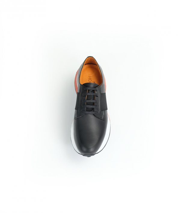 SLIM CLASS ORANGE Siyah Turuncu Sneaker Erkek Deri Ayakkabı - 2