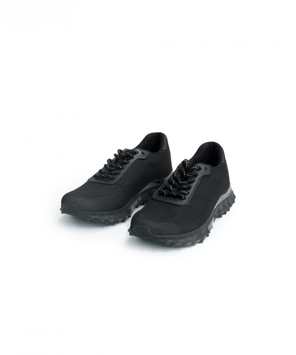 TRACK BLACK Siyah Beyaz Sneaker Erkek Triko Ayakkabı - 4