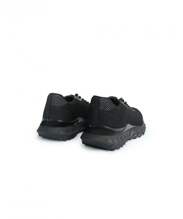 TRACK BLACK Siyah Beyaz Sneaker Erkek Triko Ayakkabı - 5