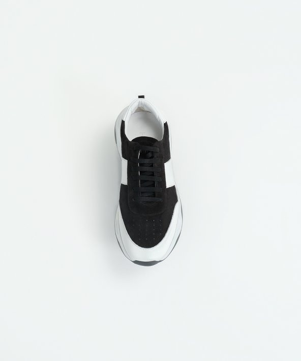 SISEL BLACK Siyah Beyaz Sneaker Erkek Süet Ayakkabı - 2