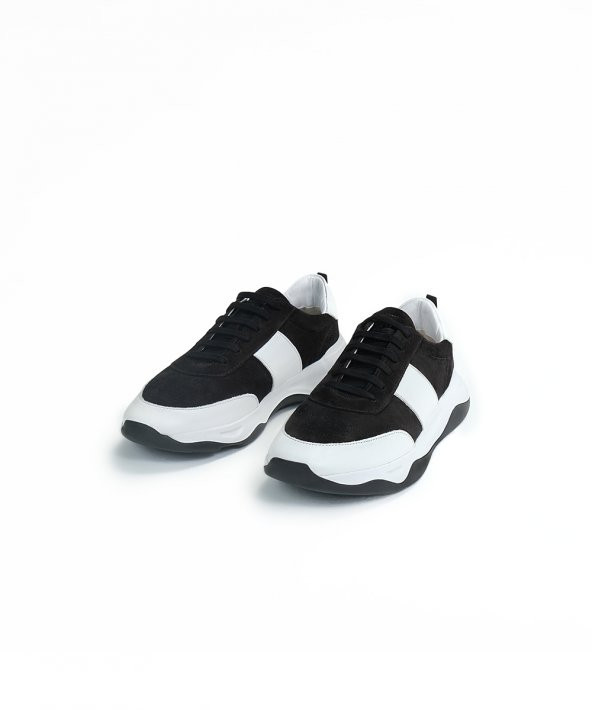 SISEL BLACK Siyah Beyaz Sneaker Erkek Süet Ayakkabı - 4