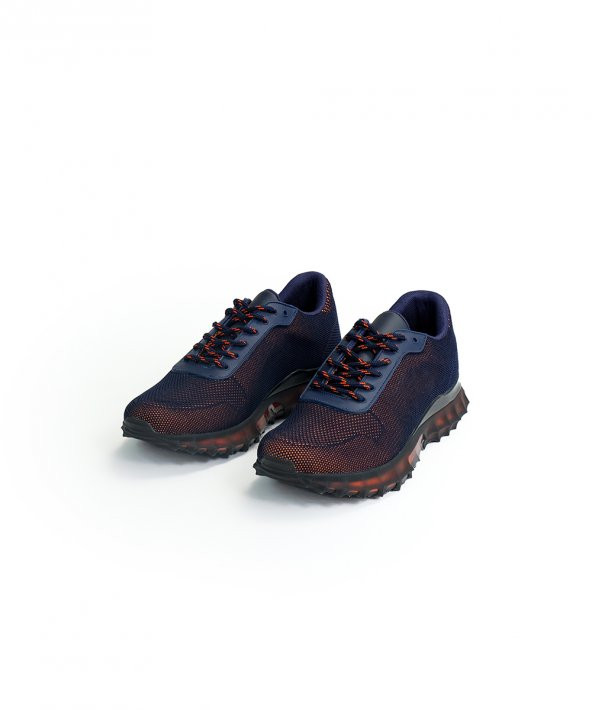 TRACK NAVY Siyah Turuncu Sneaker Erkek Triko Ayakkabı - 4