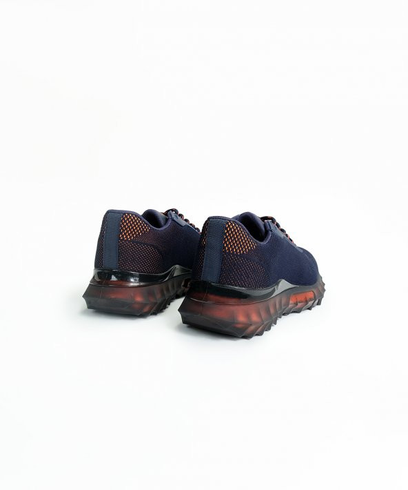 TRACK NAVY Siyah Turuncu Sneaker Erkek Triko Ayakkabı - 5