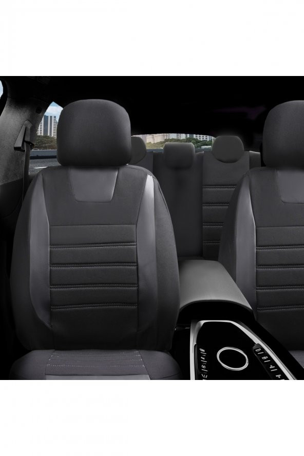 Z&C MAXTECH  Renault 12 Deri Detaylı Özel Tasarım Oto Koltuk Kılıfı Seti Maxy Sb - Resim 2