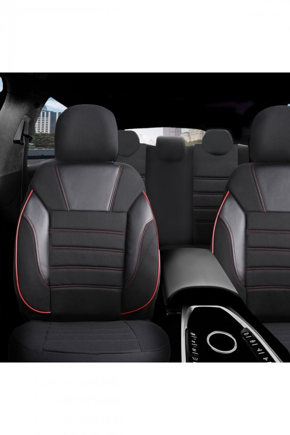 Z&C MAXTECH  Escort Deri Detaylı Özel Tasarım Oto Koltuk Kılıfı Seti Simple - Resim 2