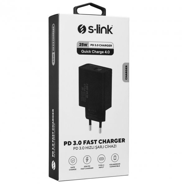 S-link SL-EC66 25W PD3.0 Super fast Charge QC4.0 Type USB-C Hızlı Ev Şarj Adaptörü - 6