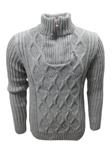 Ce-Ce C3179 Erkek Regular Fit Pamuklu Yarım Fermuarlı Dik Yaka Kazak Erkek - Resim 7