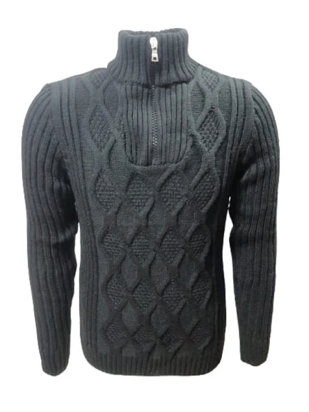 Ce-Ce C3179 Erkek Regular Fit Pamuklu Yarım Fermuarlı Dik Yaka Kazak Erkek - Resim 4