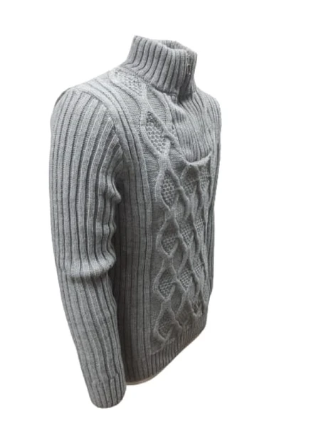 Ce-Ce C3179 Erkek Regular Fit Pamuklu Yarım Fermuarlı Dik Yaka Kazak Erkek - Resim 8