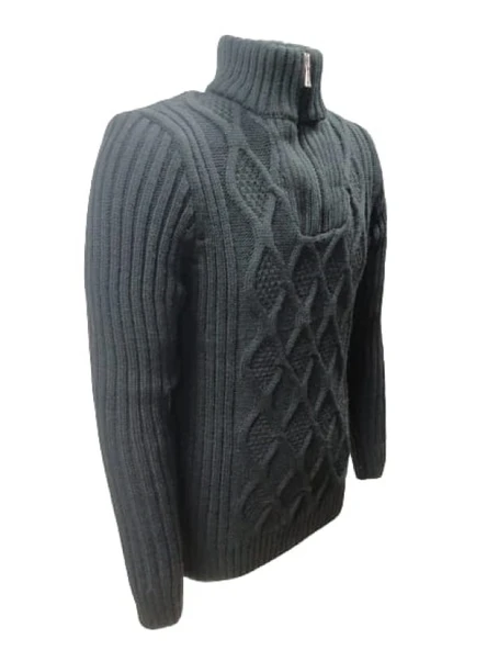 Ce-Ce C3179 Erkek Regular Fit Pamuklu Yarım Fermuarlı Dik Yaka Kazak Erkek - Resim 5