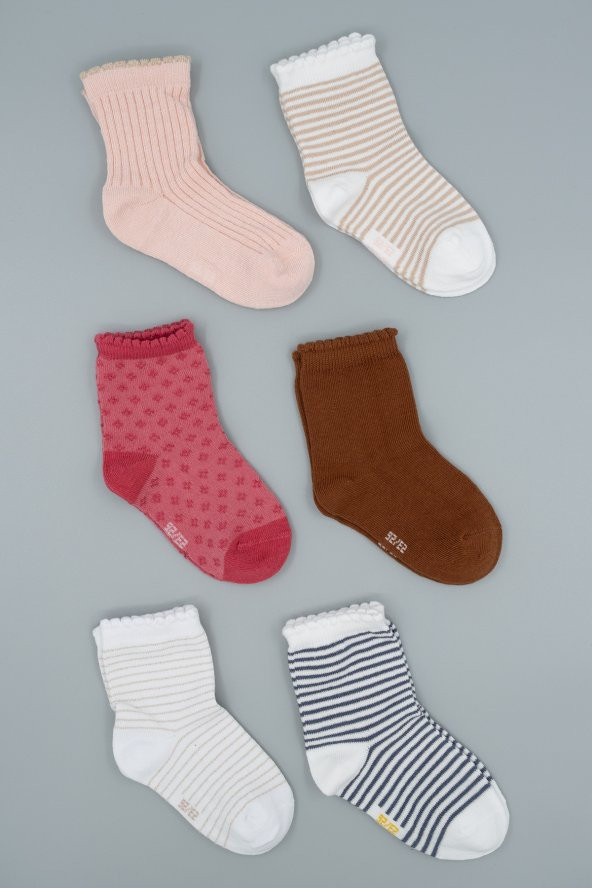 Hitra Tekstil 6'lı Dikişsiz Organik Bebek/Çocuk Çorap